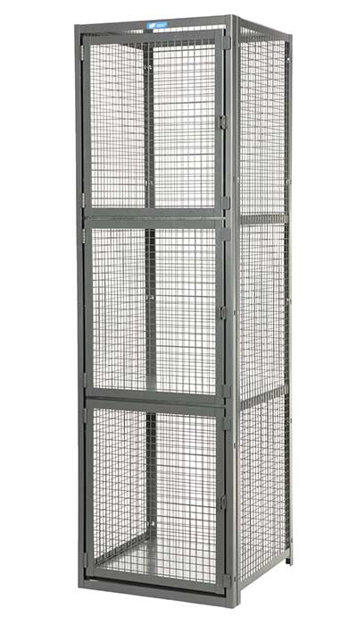 front of 3-tier locker with mesh back